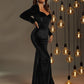 Sweetheart Neck Lantern Sleeve Velvet Formal Dress