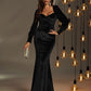 Sweetheart Neck Lantern Sleeve Velvet Formal Dress