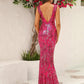 Plunging Neck Mermaid Hem Sequin Formal Dress