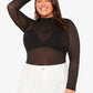 Plus Mock Neck Sheer Mesh Top Without Tube