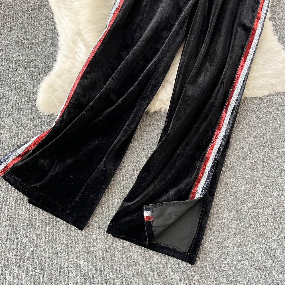 Silk Velvet Track Pants Set