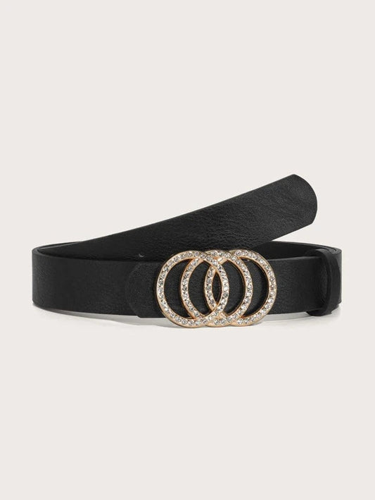 Rhinestone Round Buckle Belt