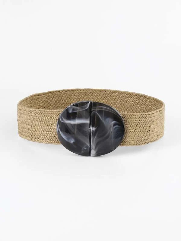 Oval Buckle Woven Belt