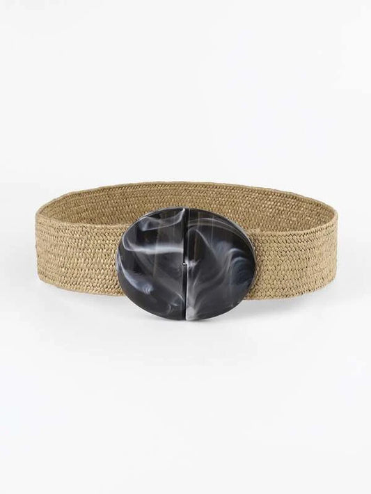 Oval Buckle Woven Belt