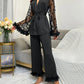 Contrast Mesh Ruffle Trim Belted PJ Set