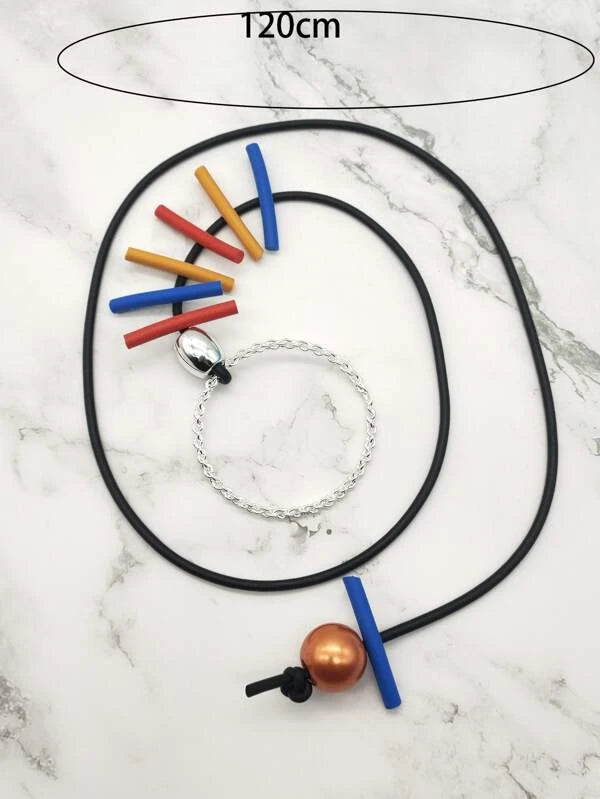 Circle & Geometric Decor Y Lariat Necklace