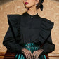 Ruffle Trim Button Front Blouse