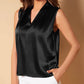 Solid V Neck Satin Blouse