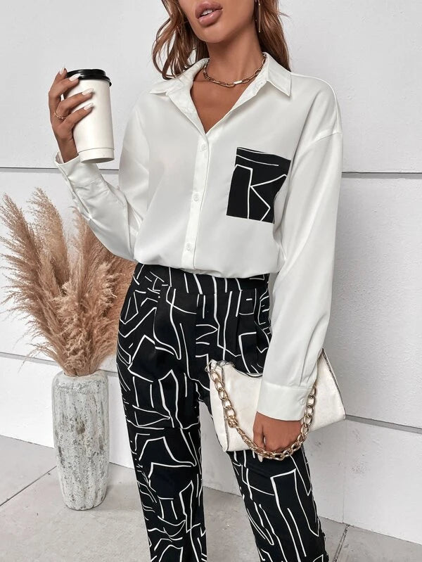 Graphic Print Drop Shoulder Shirt & Pants