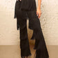 Fringe Trim Flare Leg Pants